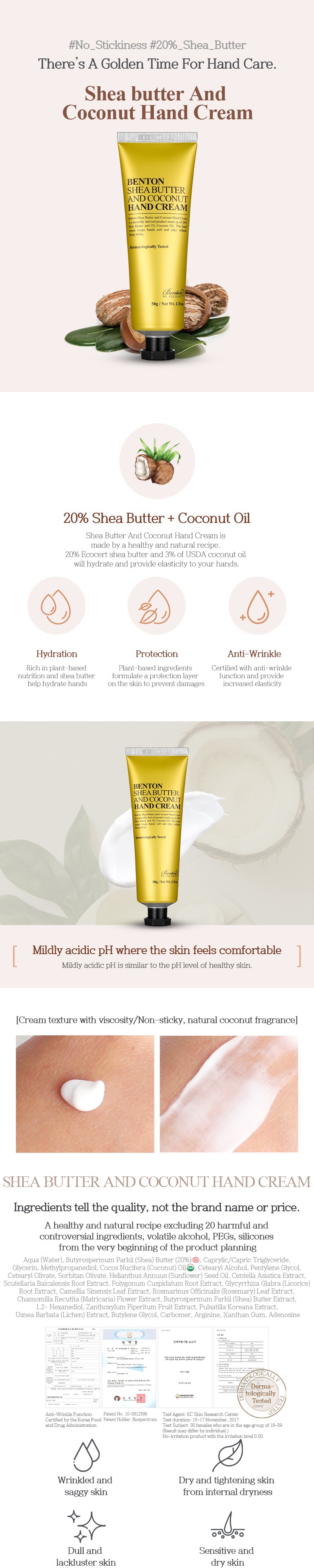 Benton - Shea Butter And Coconut Hand Cream - 50g