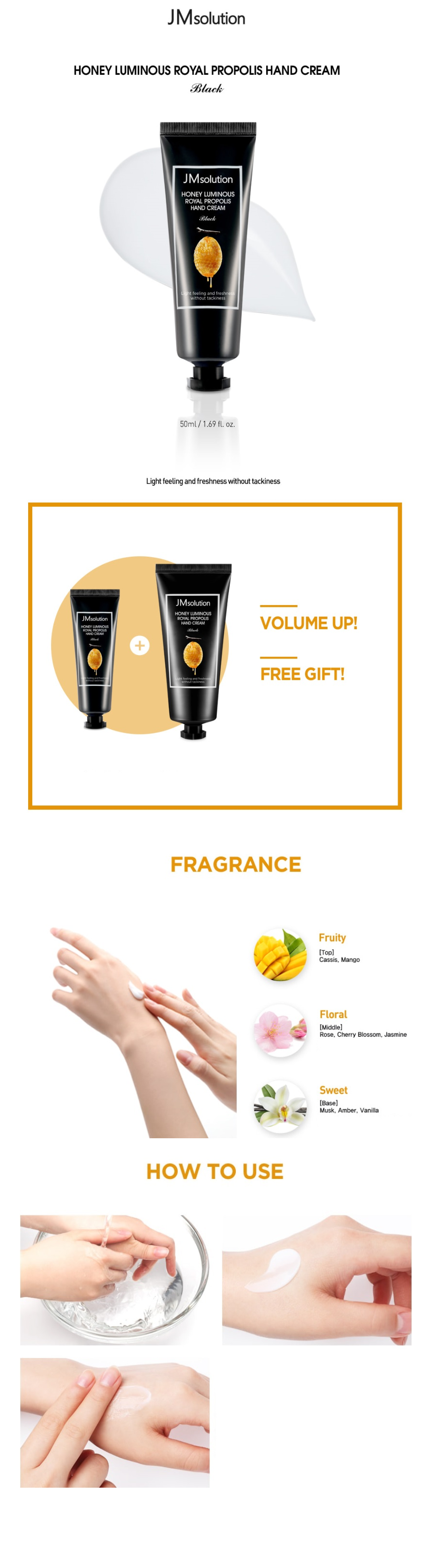 JMsolution -Coffret Crème Mains Royal Propolis Miel Lumineux - 50ml + 100ml