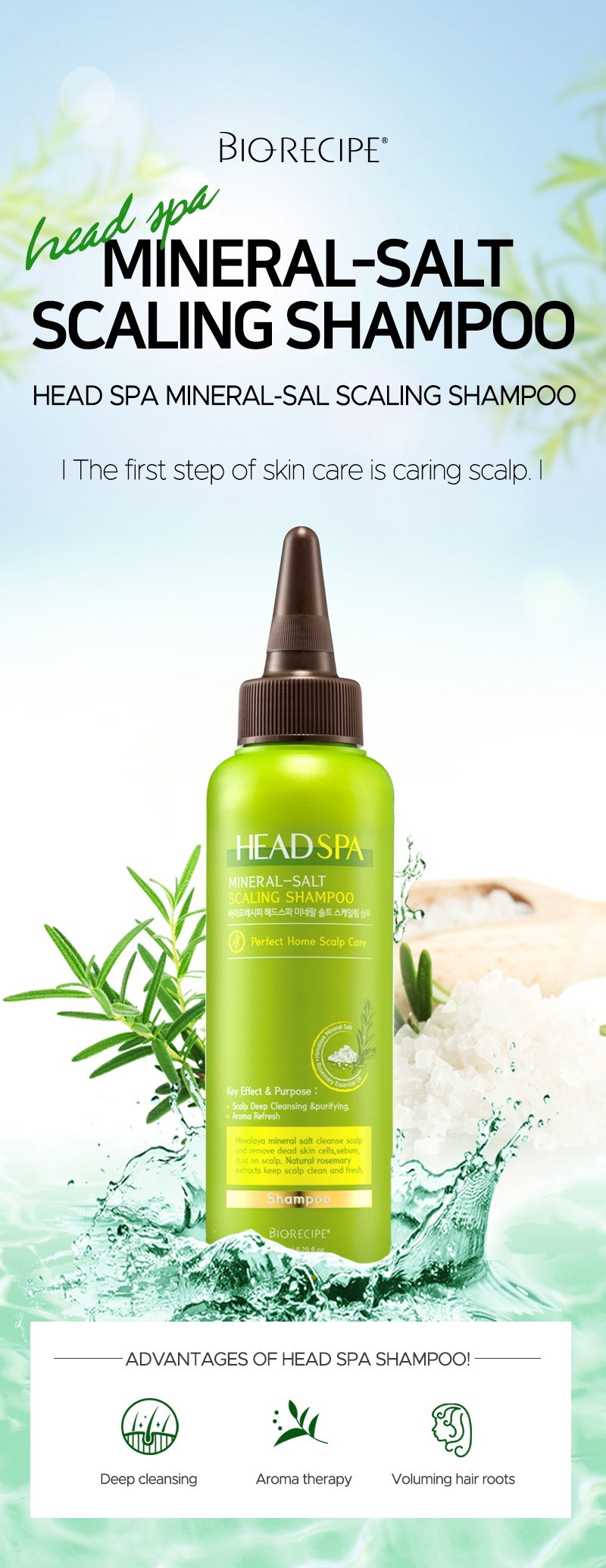 BIORECIPE - Shampooing détartrant aux sels minéraux Head Spa