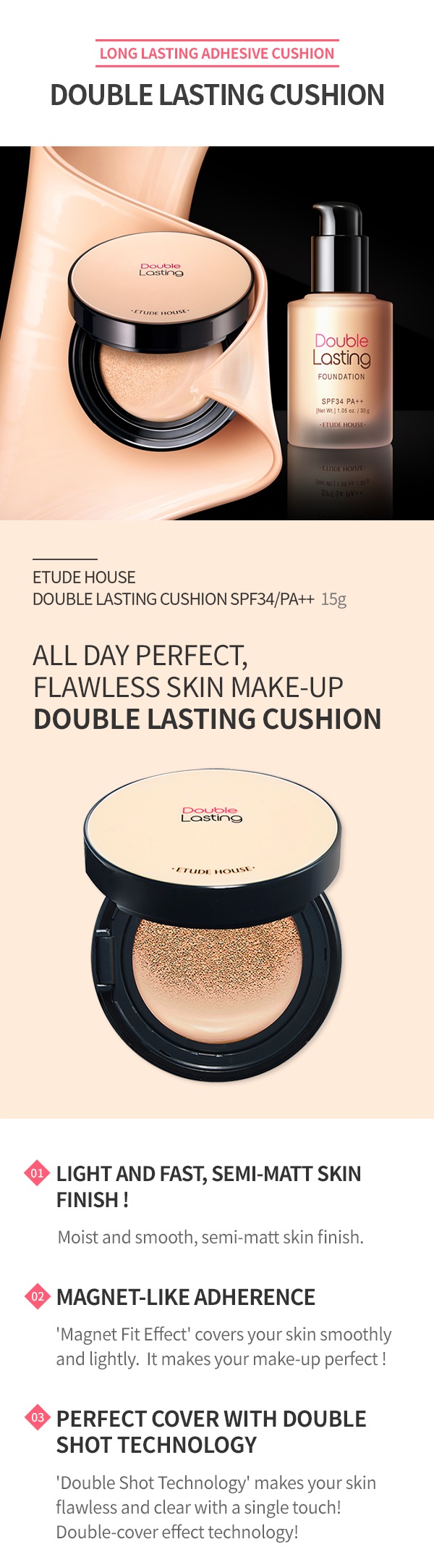 Etude House - Double Lasting Coussin (SPF34 PA++)
