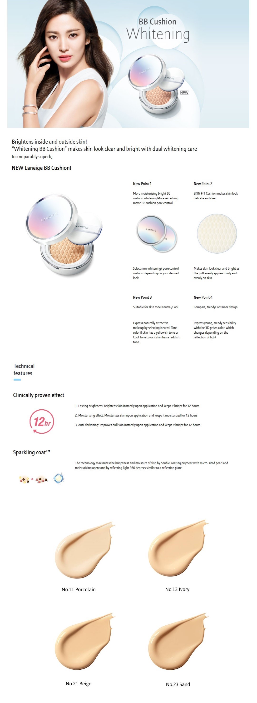 LANEIGE - BB Cushion Whitening (SPF50 + PA +++) + Refill