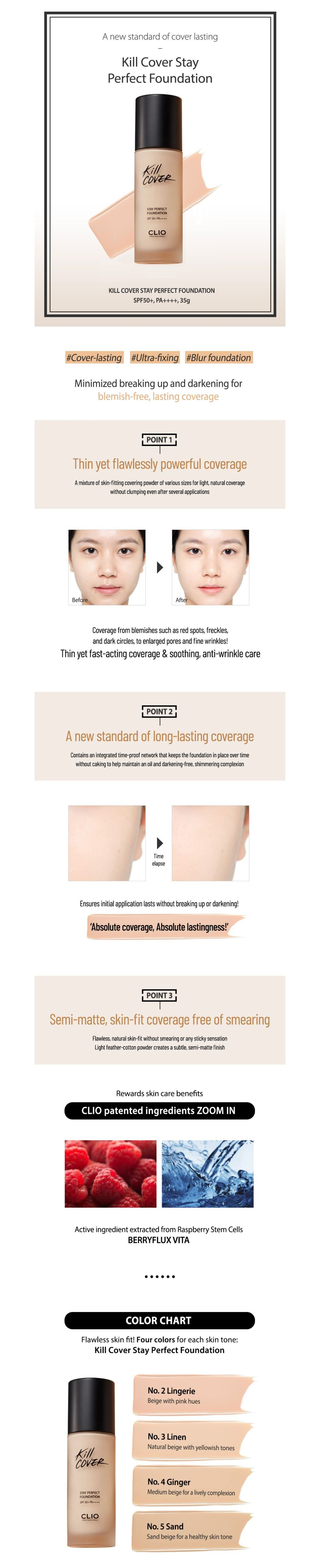 CLIO - Kill Cover Stay Perfect Foundation - 35g