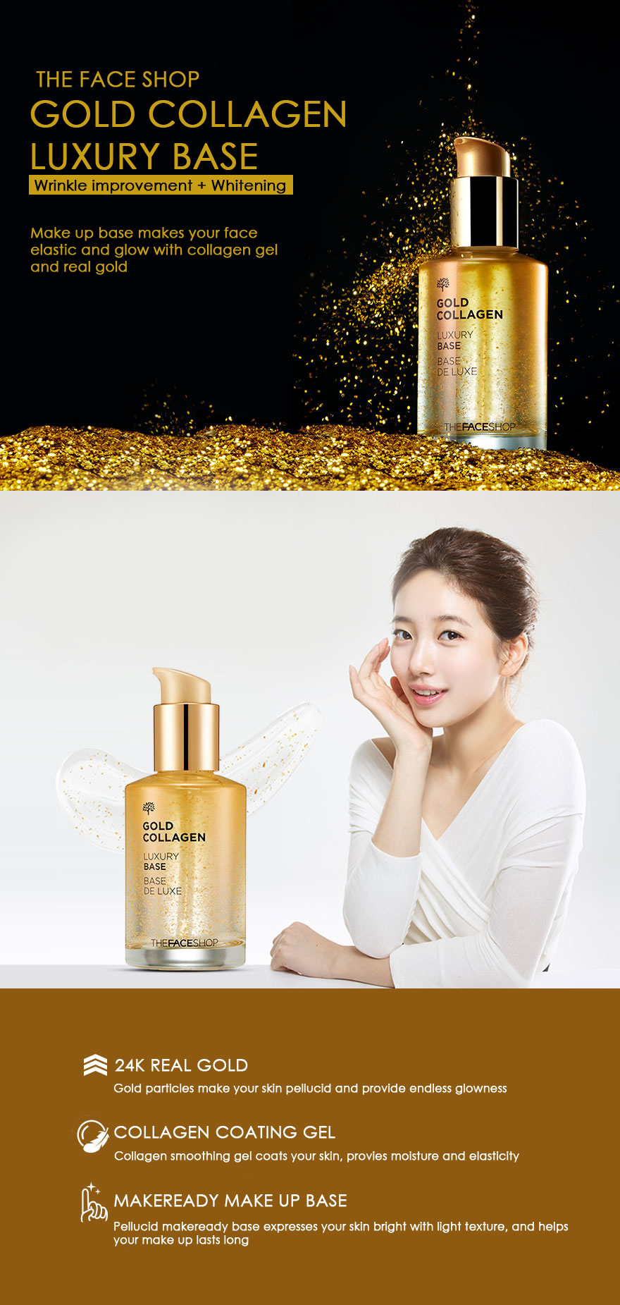 THE FACE SHOP - Base de luxe en collagène doré