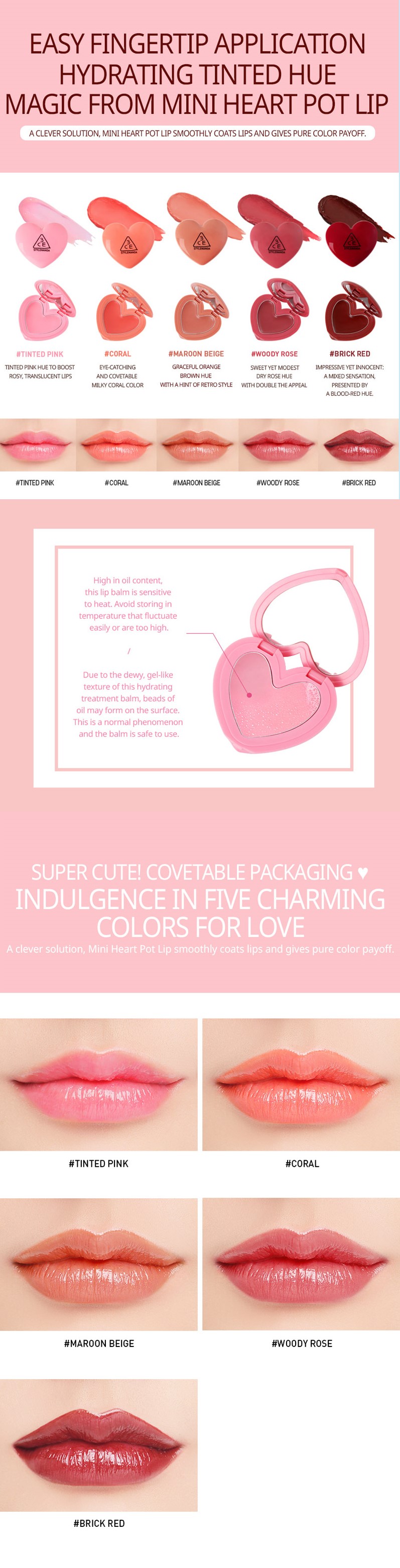 3CE - Heart Pot Lip Balm