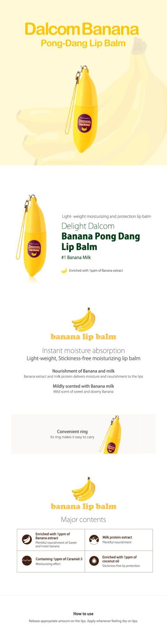 TONYMOLY - Delight Dalcom Banana Pongdang Baume à lèvres