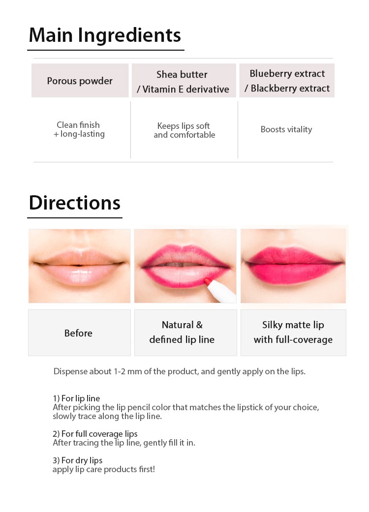 MISSHA - Crayon à lèvres soyeux et durable
