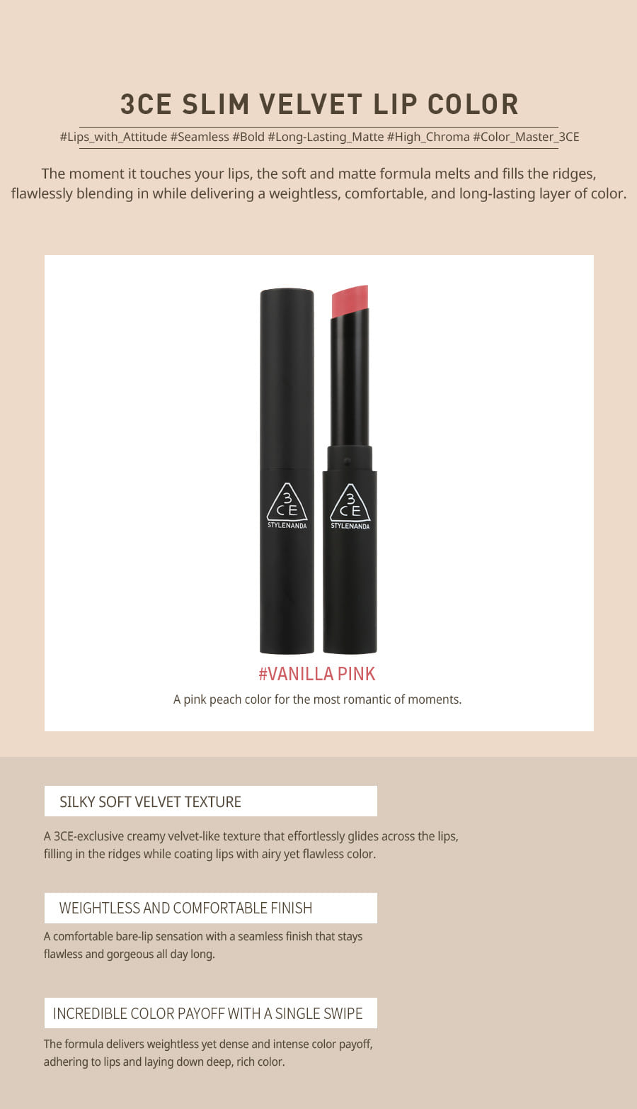 3CE / 3 CONCEPT EYES - Slim Velvet Lip Color