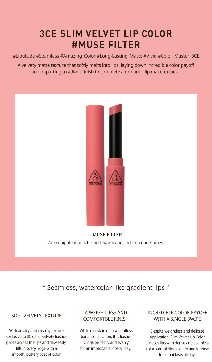 3CE / 3 CONCEPT EYES - Slim Velvet Lip Color