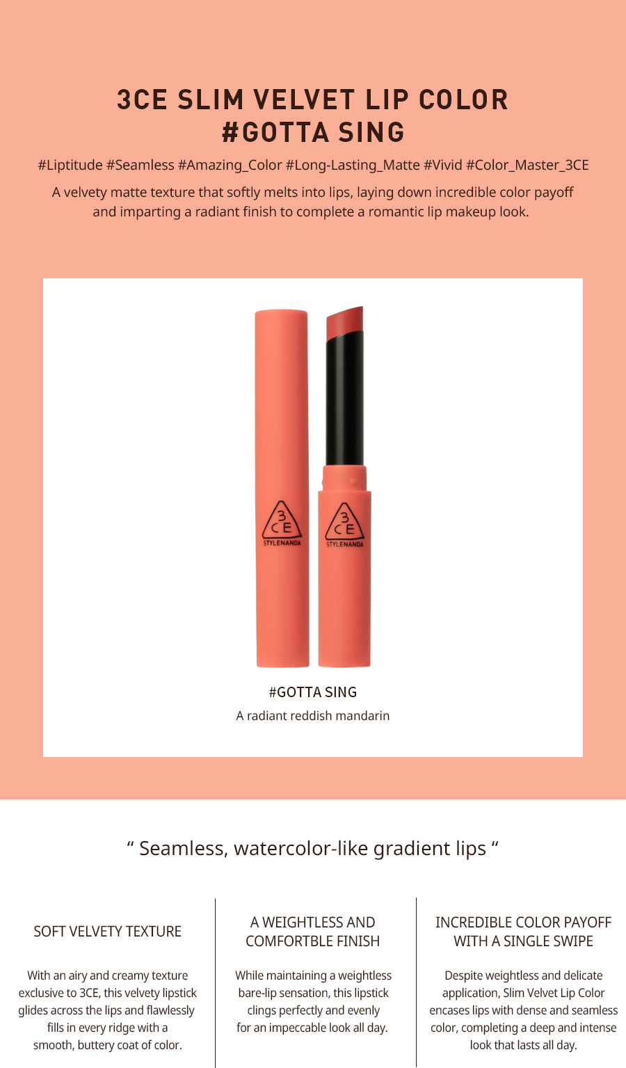 3CE / 3 CONCEPT EYES - Slim Velvet Lip Color
