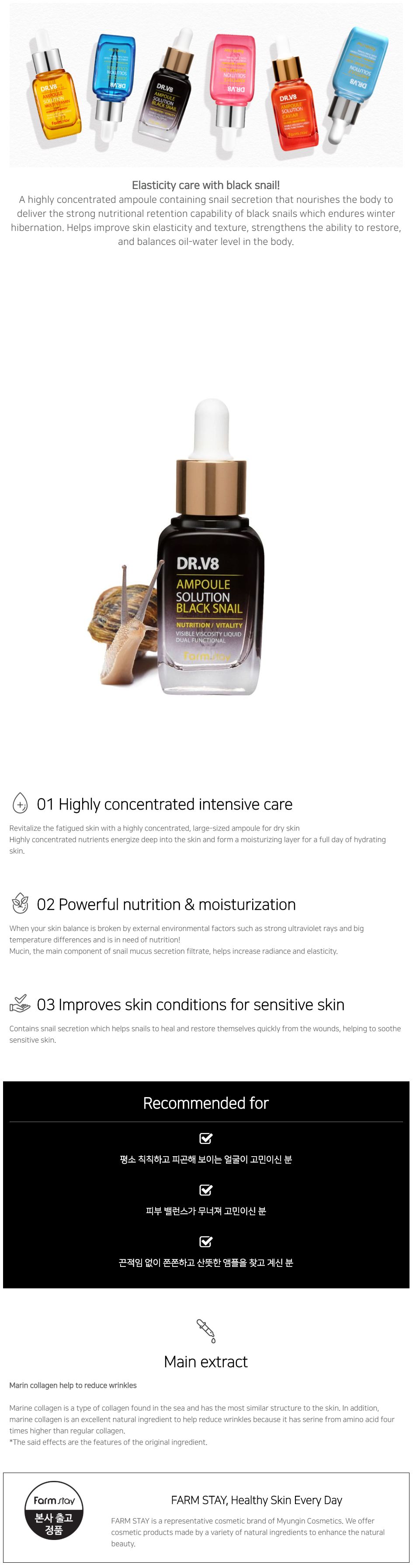 Farm Stay - Dr-V8 Ampoule Solution - Black Snail - 30ml