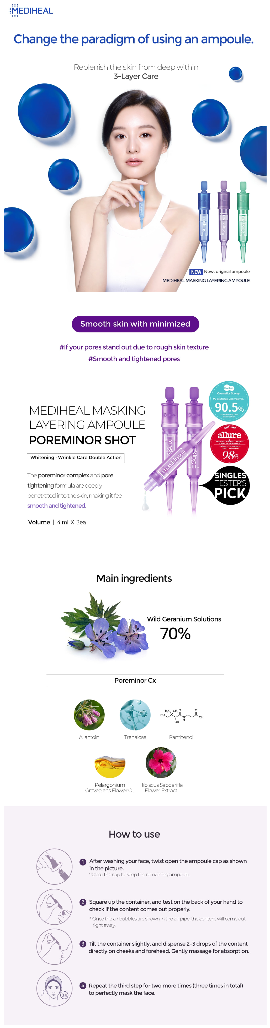 Mediheal - Masking Layering Ampoule Shot - No.Poreminor - 1pack (3pcs)