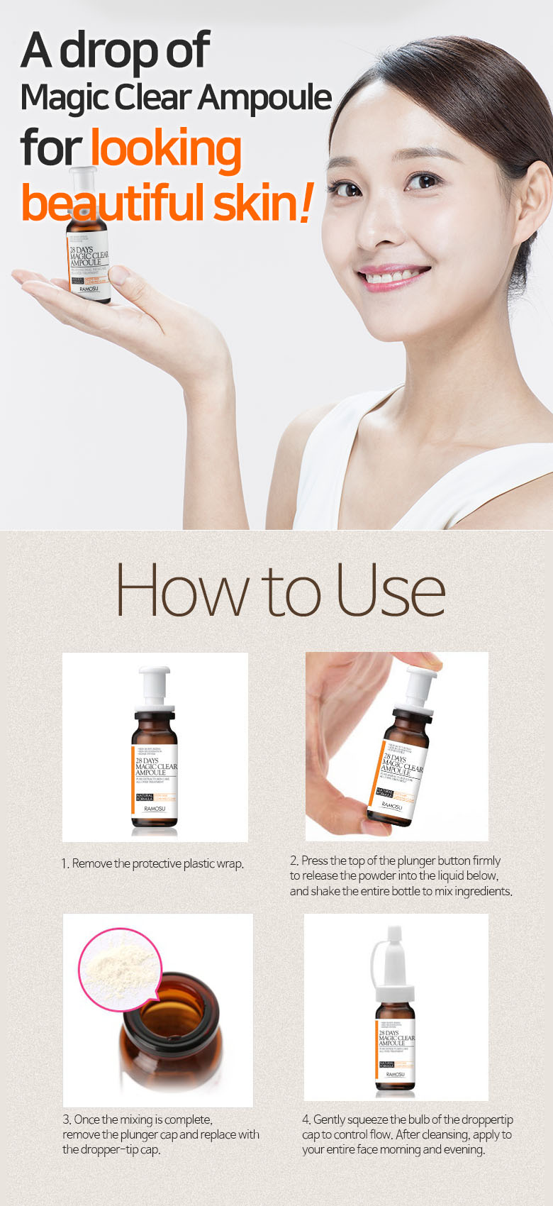 RAMOSU - Ampoule Magic Clear 28 jours - 3pièces(7ml+0.3g)