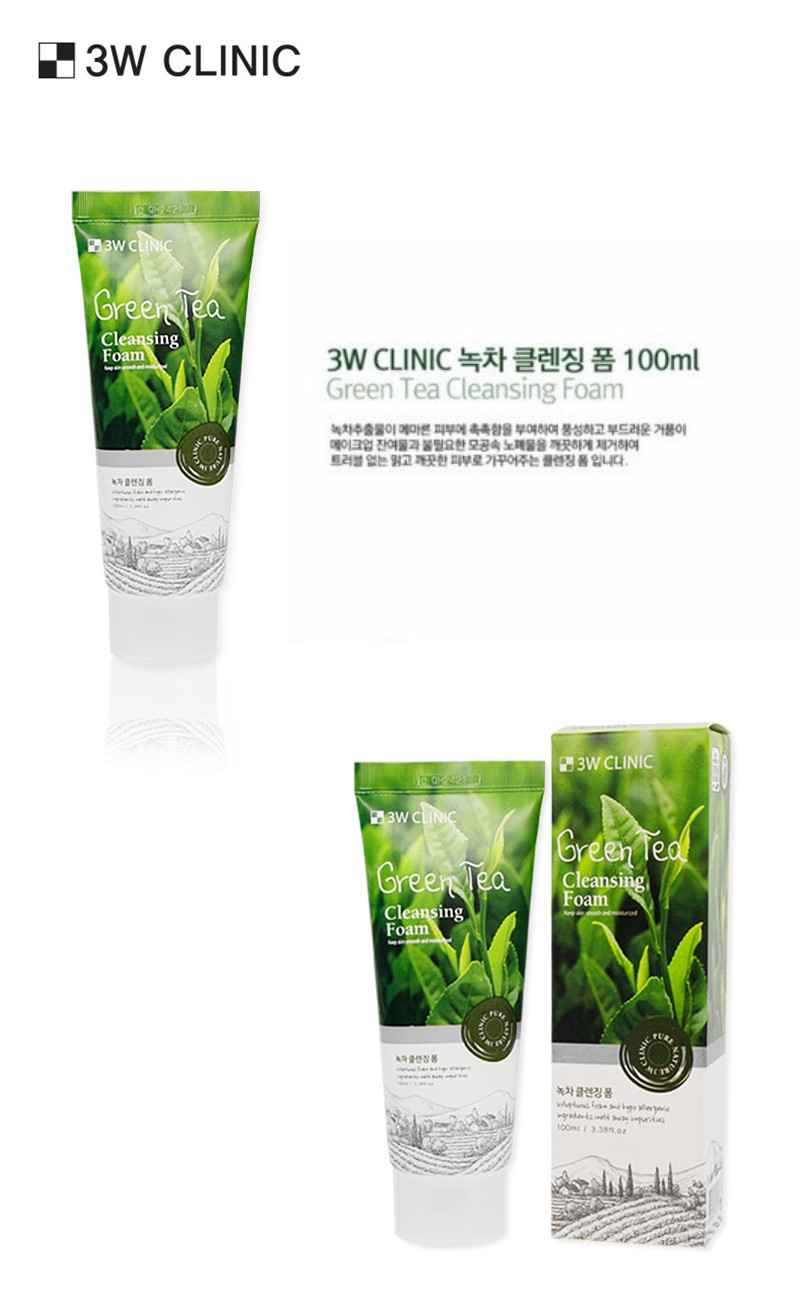 3W Clinic - Cleansing Foam - 100ml - Green Tea