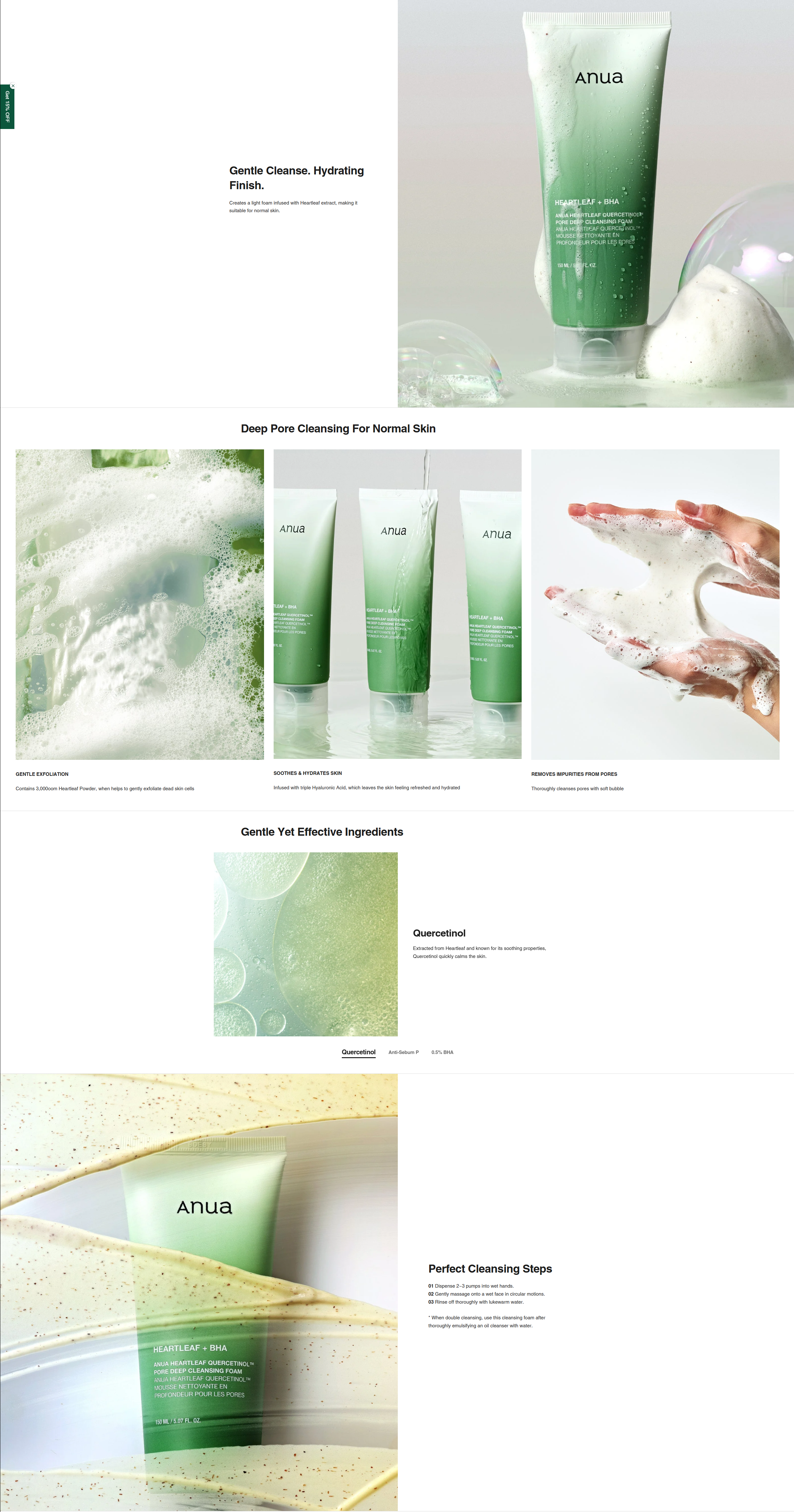 ANUA - Heartleaf Quercetinol Pore Deep Cleansing Foam - 150ml