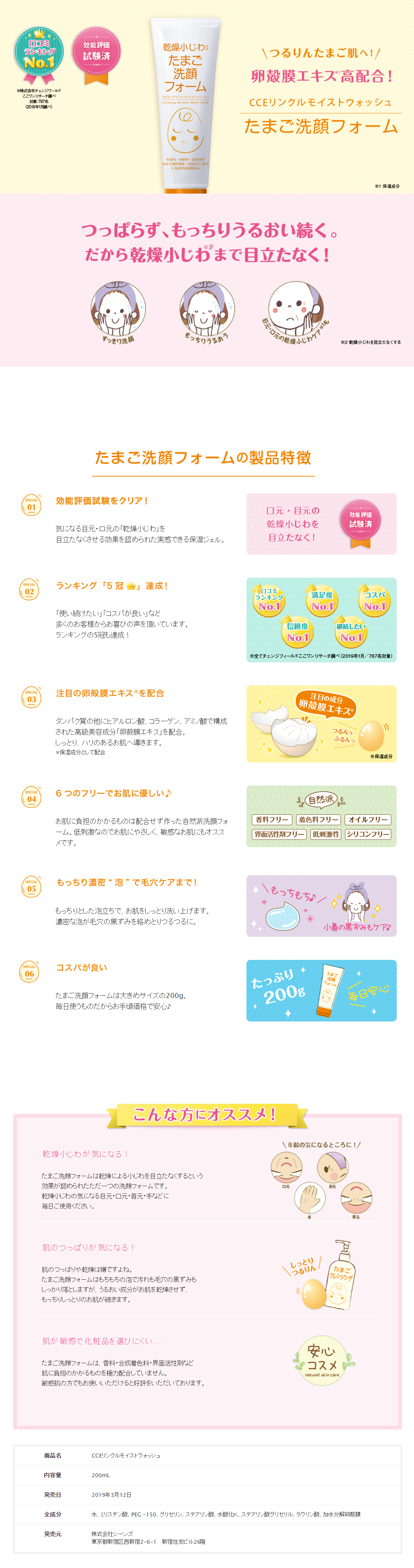 Cocoegg - Wrinkle Moist Wash - 200g