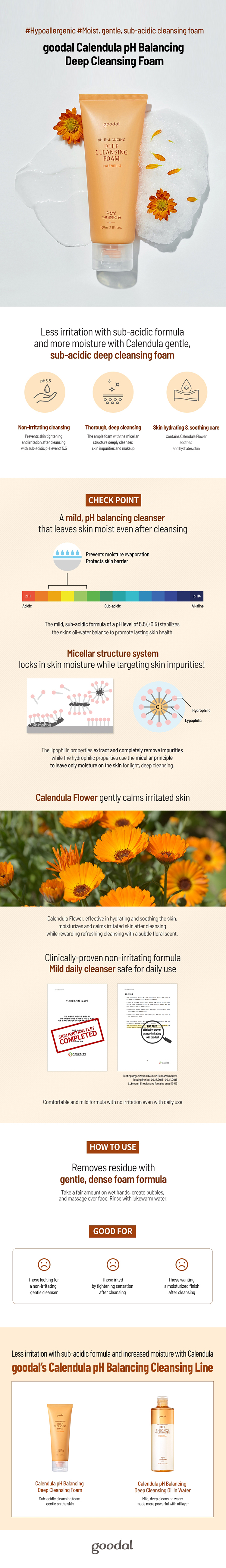 Goodal - Mousse nettoyante équilibrante au Calendula pH