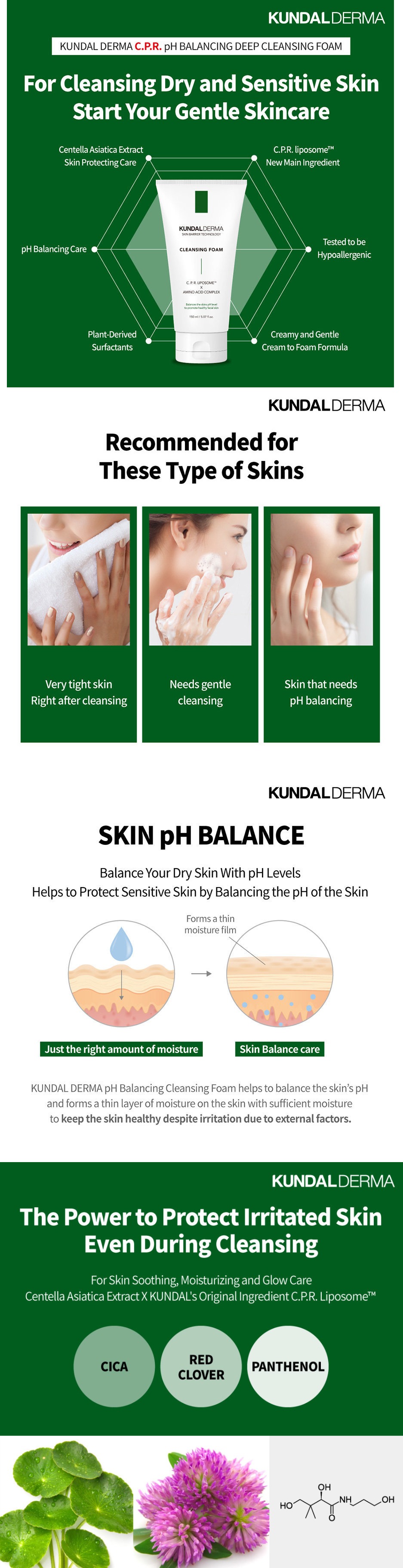 KUNDAL DERMA - C.P.R. Mousse nettoyante en profondeur équilibrante du pH - 150ml