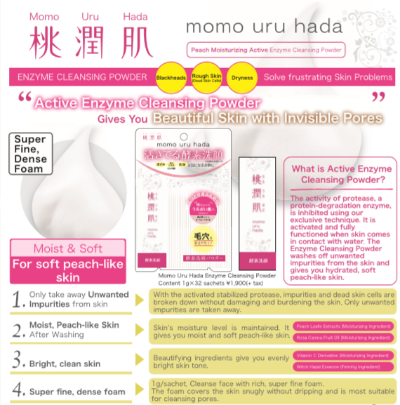 Asty - Momo Uru Hada - Active Enzyme Face Wash Powder - 32pcs