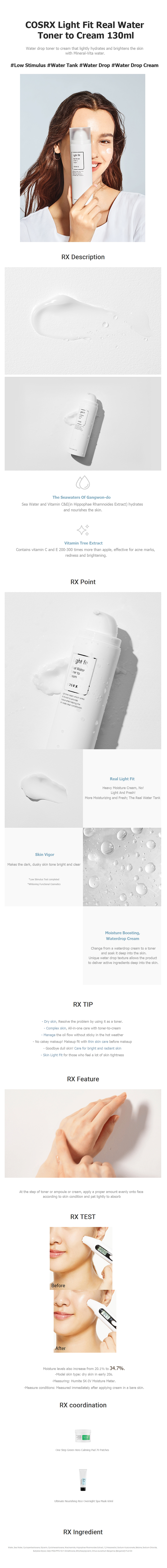 COSRX - Light fit Real Water Toner To Cream