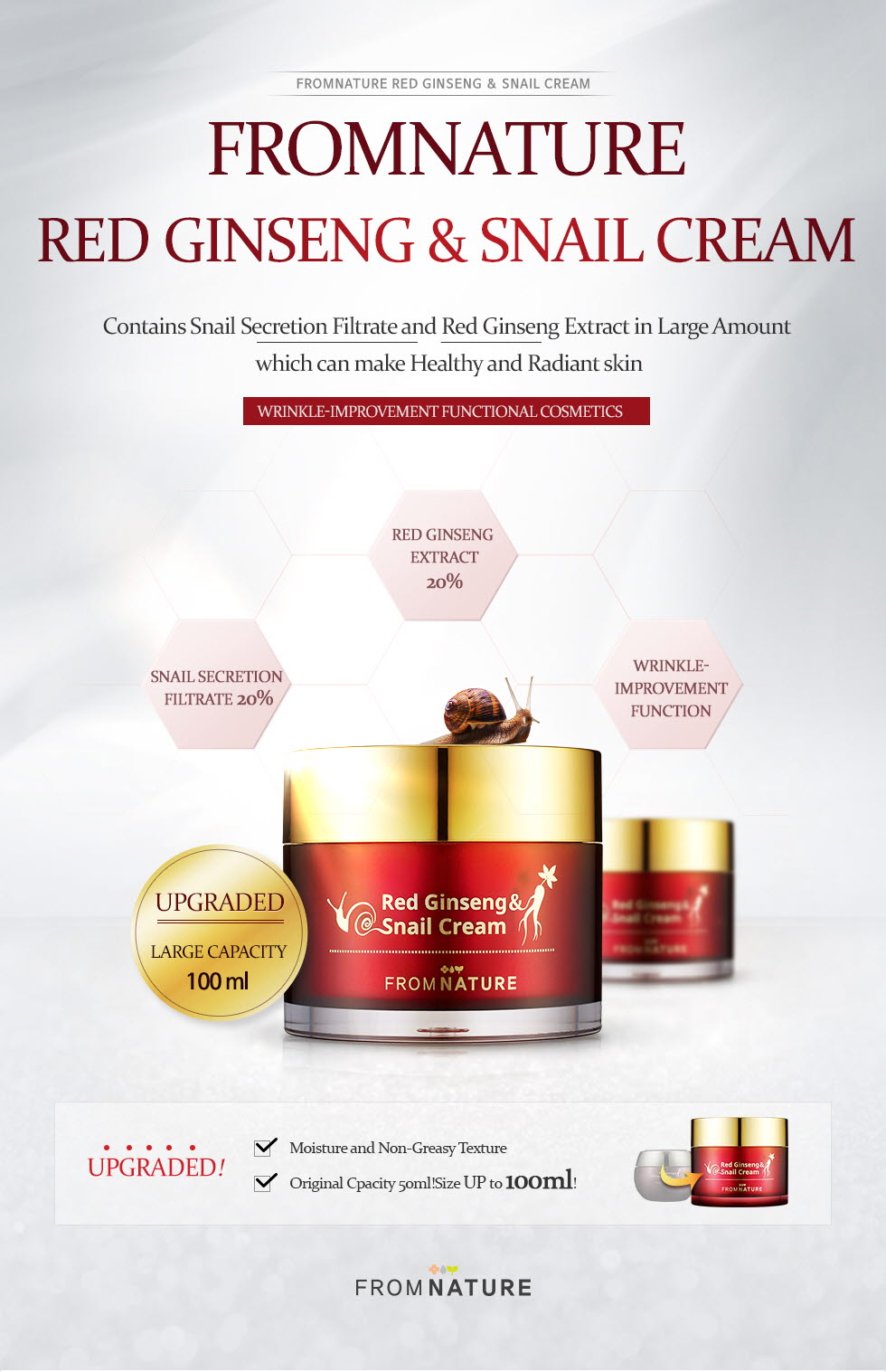 FROM NATURE - Crème de ginseng rouge et d'escargot - 100ml