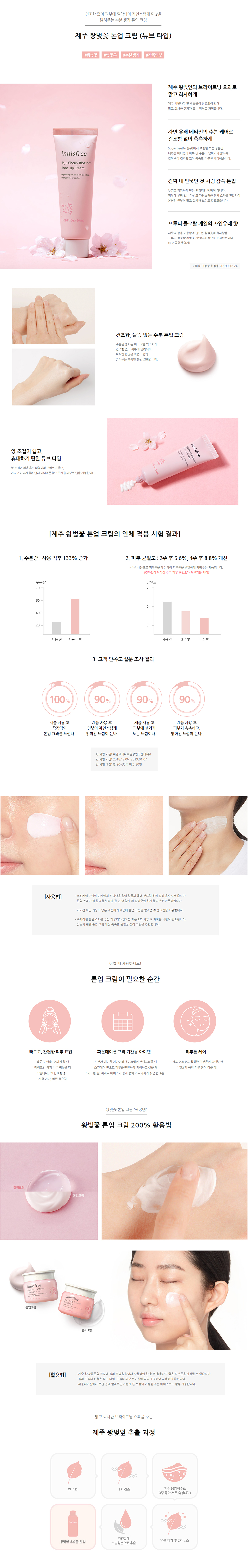 innisfree - Jeju Cherry Blossom Tone Up Crème (Tube) - 50ml