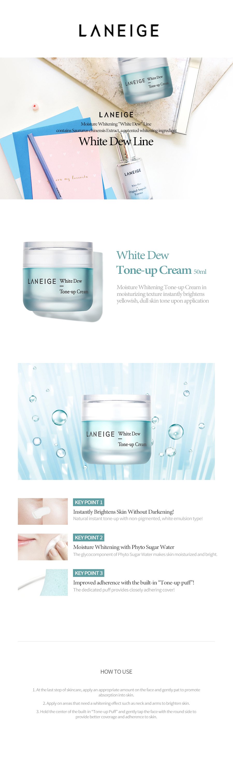 LANEIGE - White Dew Tone Up Cream