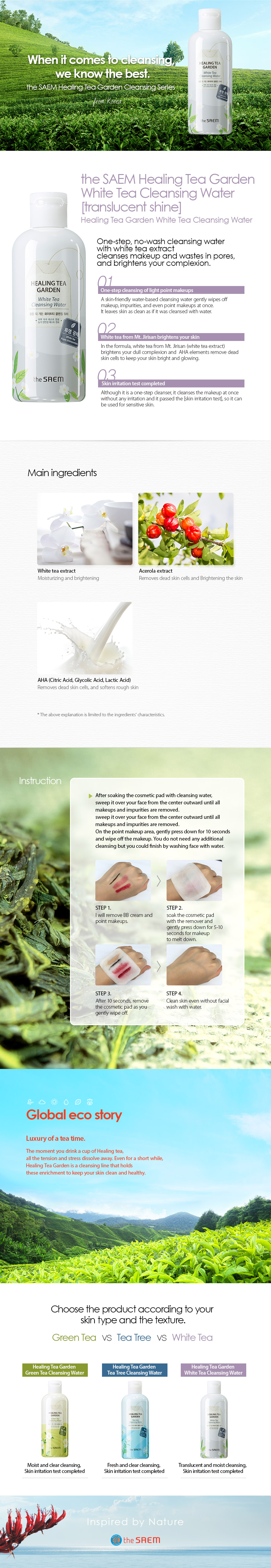 The Saem - Healing Tea Garden White Tea Cleansing Water - 300ml