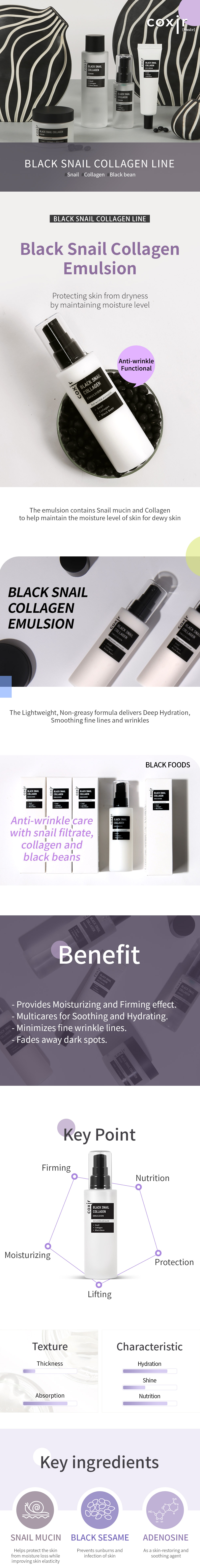 COXIR - Black Snail Collagen Emulsion - 100ml