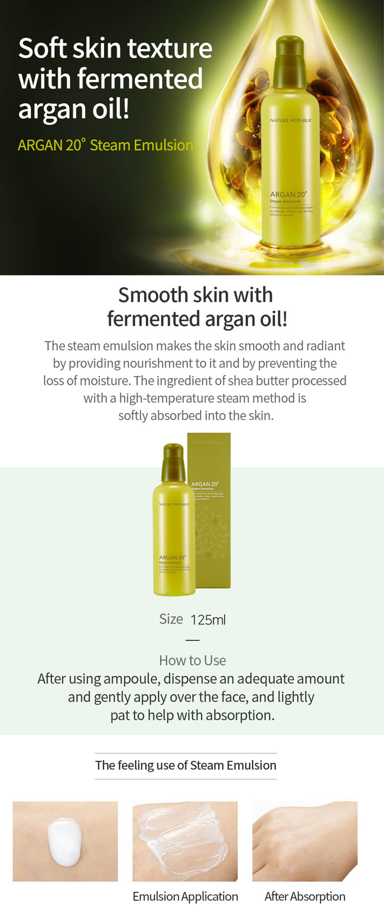 NATURE REPUBLIC - Argan 20 Steam Emulsion