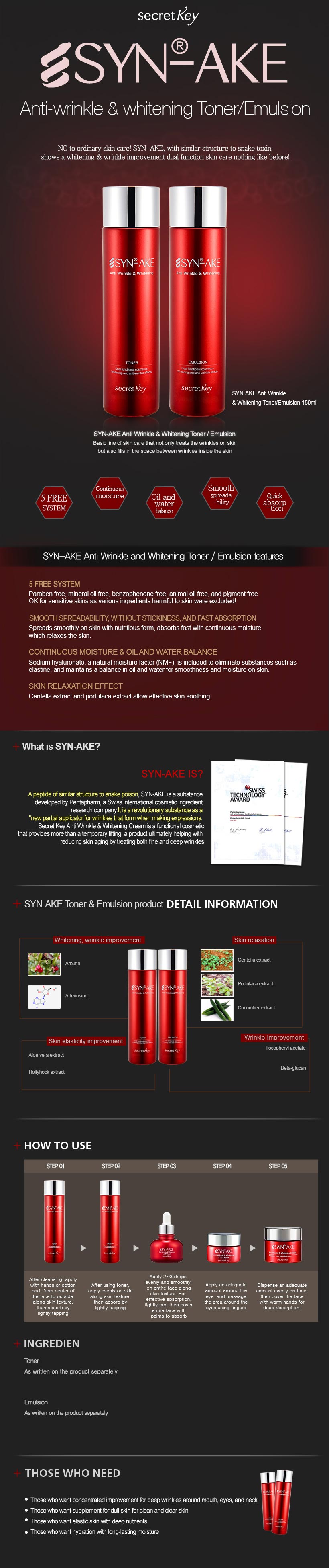 Secret Key - Emulsion Anti-Rides & Blanchissante Syn-Ake - 150ml