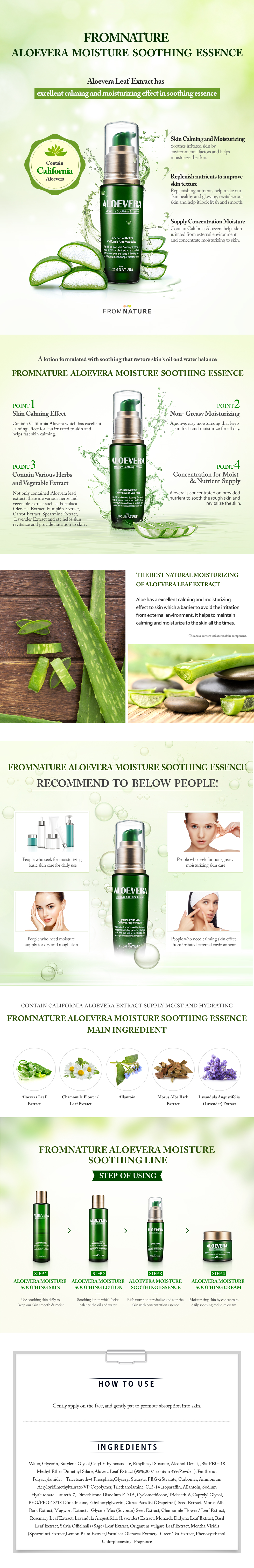 DE LA NATURE - Aloevera 98% Moisture Apaisant Essence