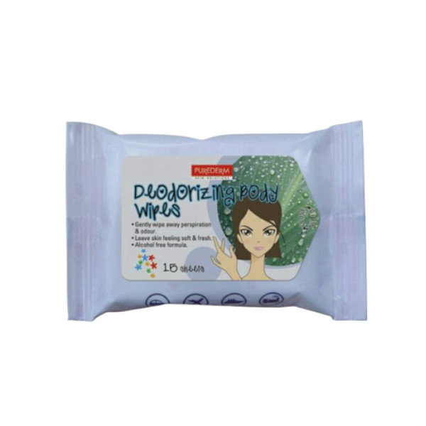 PUREDERM - Mini lingettes désodorisantes pour le corps - 15pièce