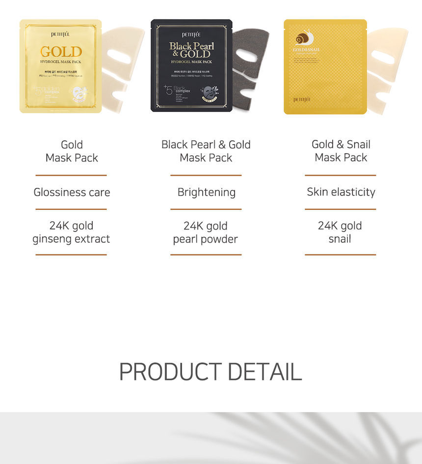 PETITFEE - Hydrogel Mask Pack #Gold & Snail - 5pcs