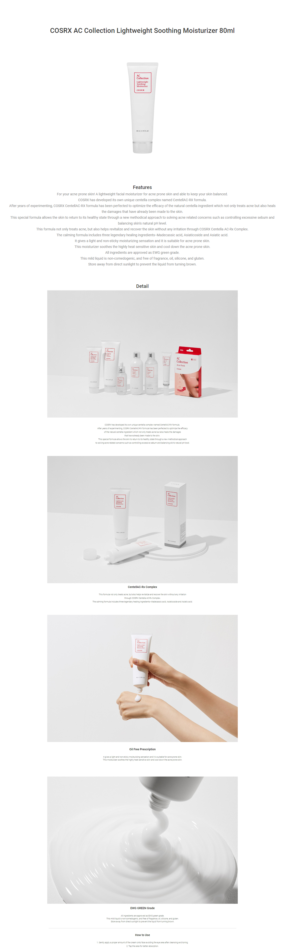 COSRX - Hydratant apaisant léger AC Collection - 80ml