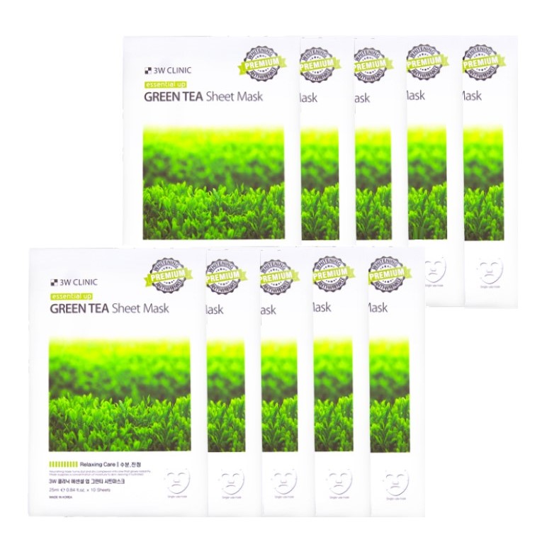 3W Clinic - Green Tea Essential Up Sheet Mask - 1pack (10pcs)
