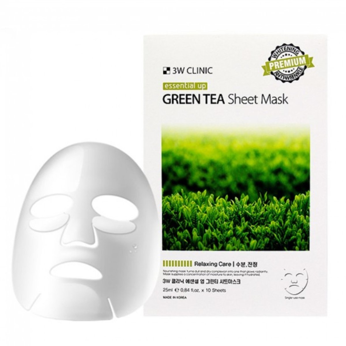 3W Clinic - Green Tea Essential Up Sheet Mask - 1pack (10pcs)