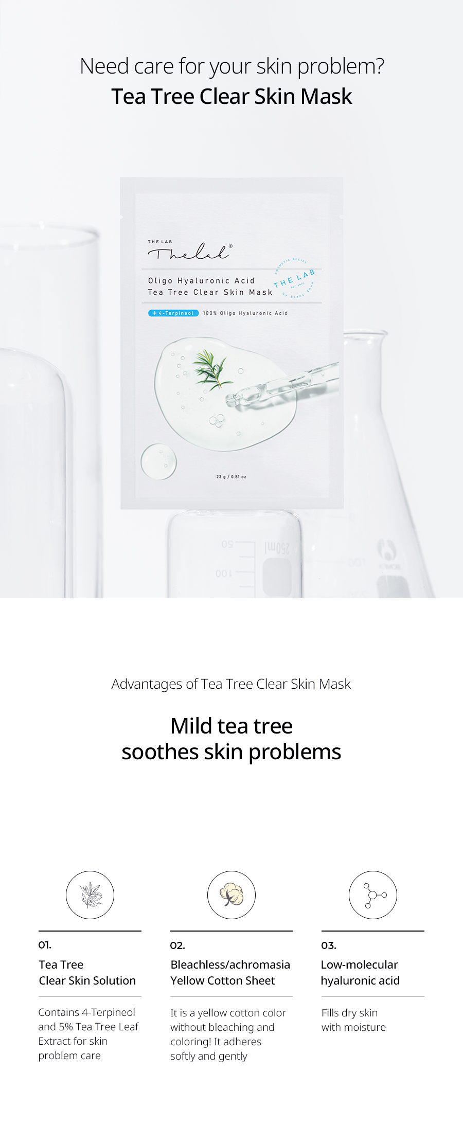 THE LAB by blanc doux - Oligo Hyaluronic Acid Masque peau claire à l'arbre à thé - 1pièce