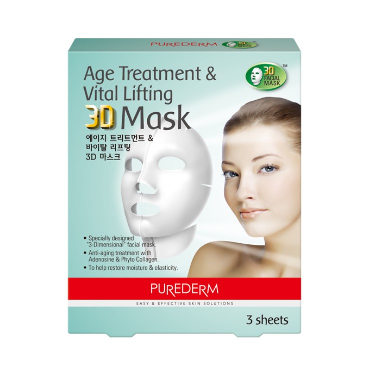 PUREDERM - Masque 3D Traitement Anti-Âge & Lifting Vital - 3pièces