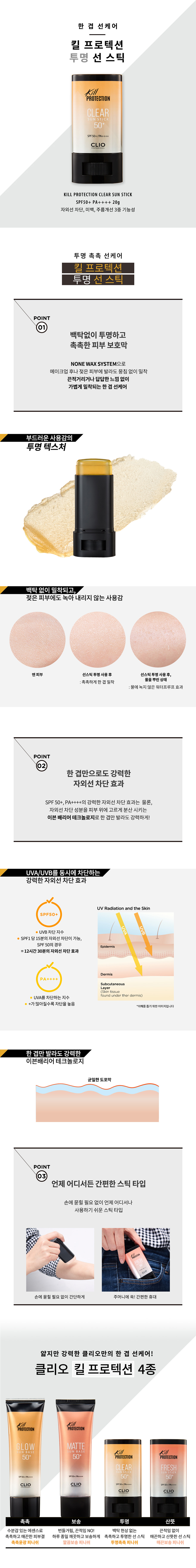 CLIO - Kill Protection Clear Sun Stick SPF50 + PA ++++