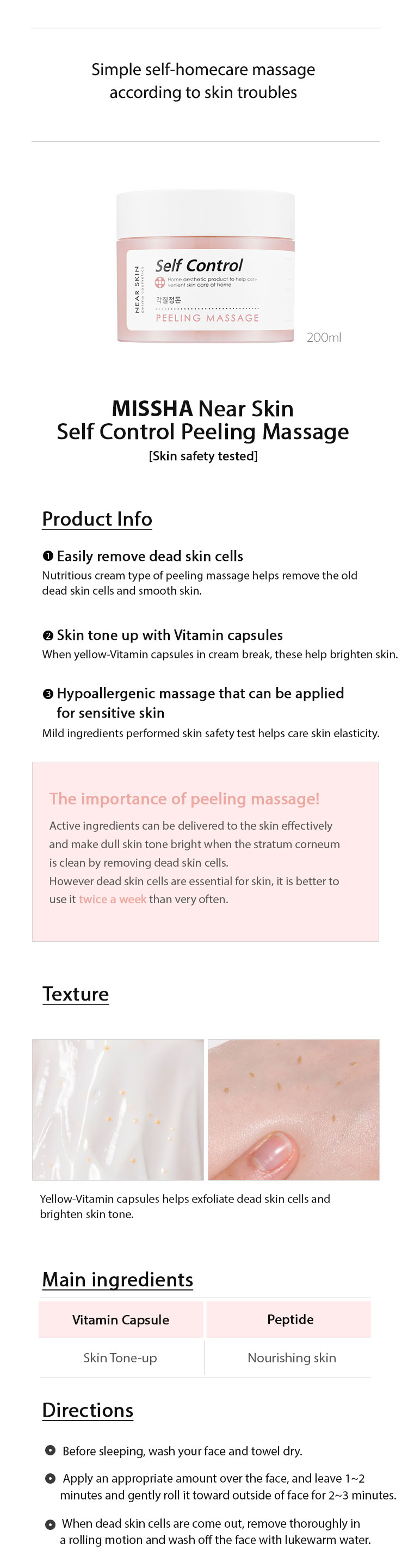 MISSHA - Peeling de massage autocontrôlé près de la peau