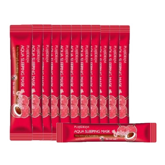 PUREDERM - Aqua Sleeping Mask - LYCHEE - 4g x 12pièces