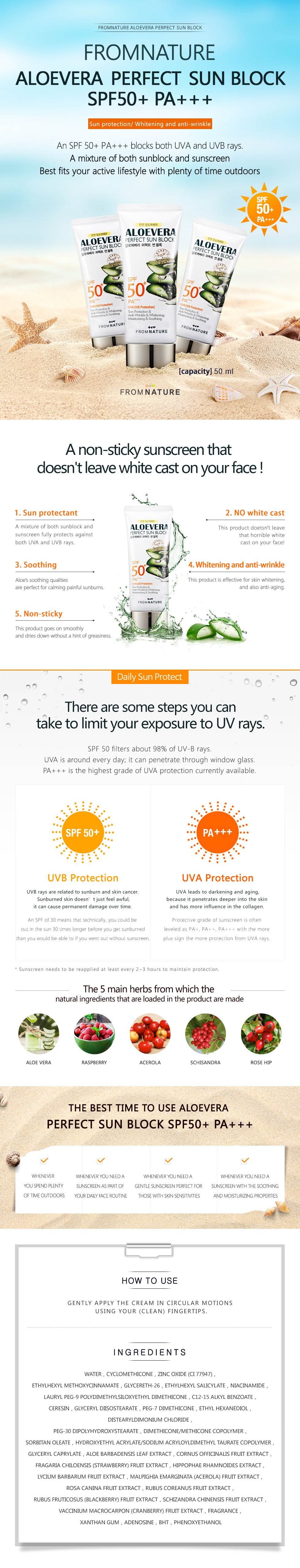 DE LA NATURE - Aloevera Perfect Sun Block (SPF50 + PA ++++)