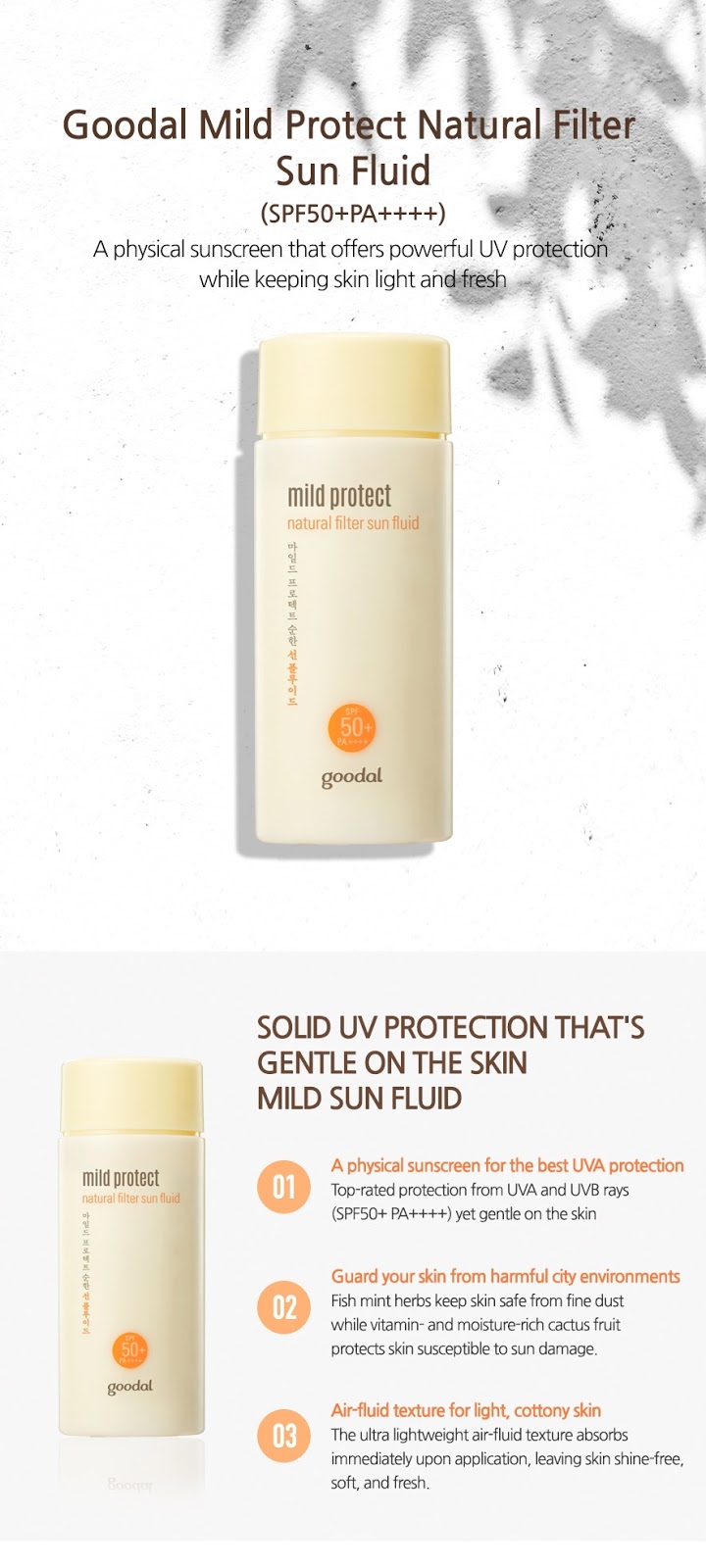 Goodal - Mild Protect Natural Filter Sun Fluid SPF50 + PA ++++