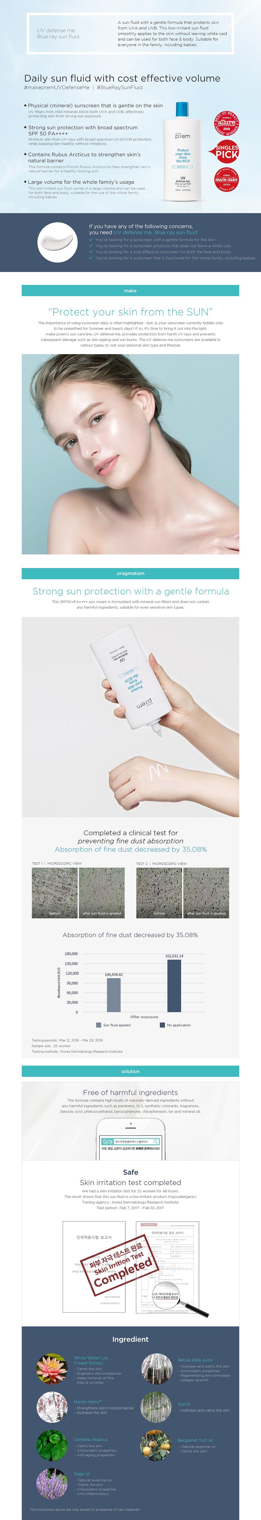 make p:rem - UV defense me. Blue ray sun fluid - 200ml