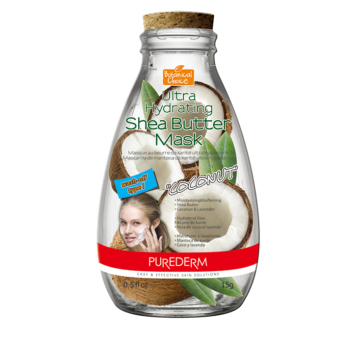 PUREDERM - ultra hydratante, Masque beurre de karité - 15g - Noix de coco