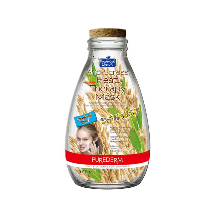 PUREDERM - Masque de thérapie thermique anti-stress - 15g - Flocons d'avoine