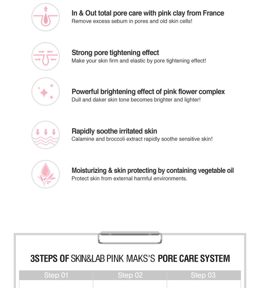 SKIN & LAB - Masque facial Dr. Pore Tightening Pink Clay