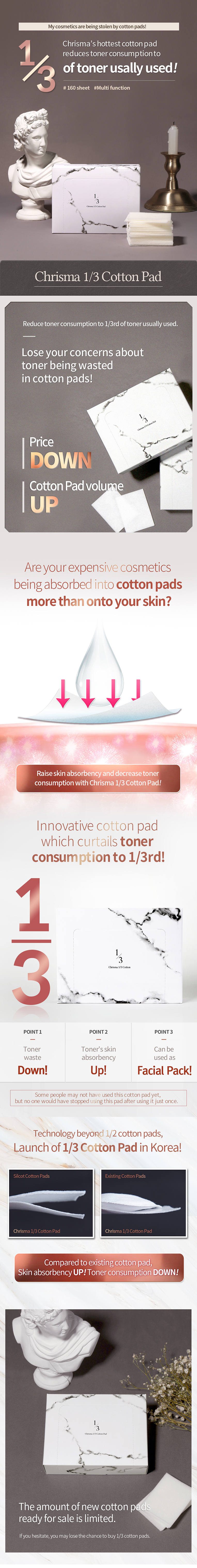 Chrisma - 1/3 Cotton Pad - 160pcs