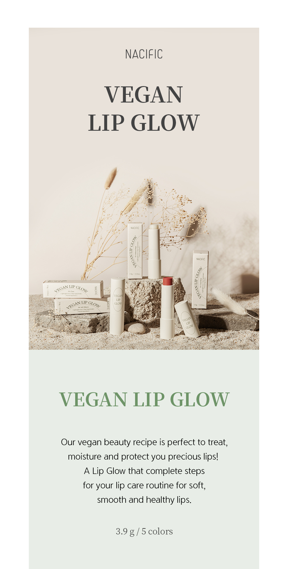 Nacific - Coffret Vegan Lip Glow - 3.9g * 5ea