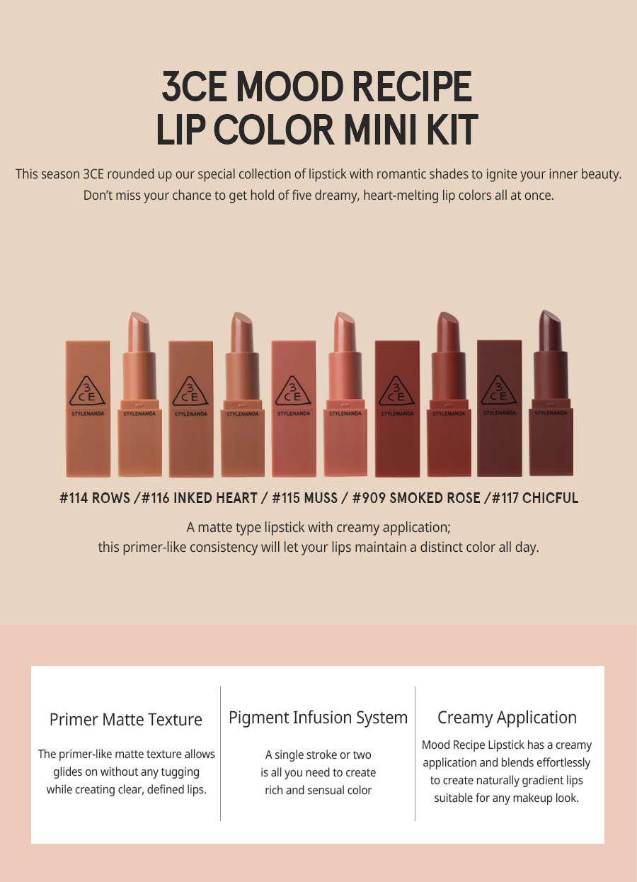 3CE - Mood Recipe Lip Color Mini Kit